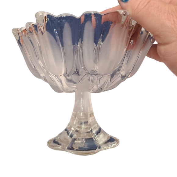 Vintage Mikasa Frosted Glass Crystal Satin Tulip Footed Bowl Dish Rare - Picture 11 of 16
